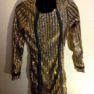 Beyoncé Gold Sequin bodycon Dress